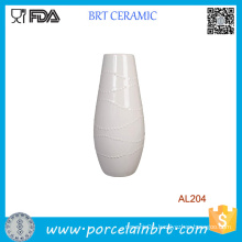 Large 12" Tall White Ceramic Vase